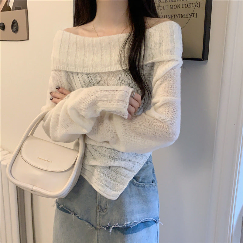 Off-shoulder Asymmetrical Sweater Women