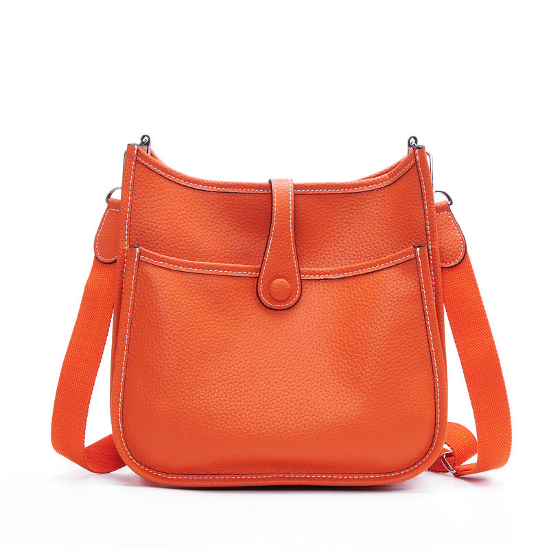 Litchi Stria Leather Crossbody Handbags