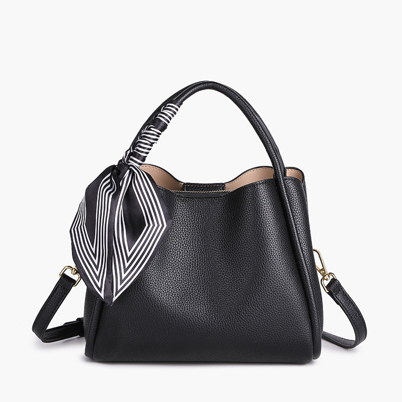 Women's Genuine Leather Messenger Purse with Scarf