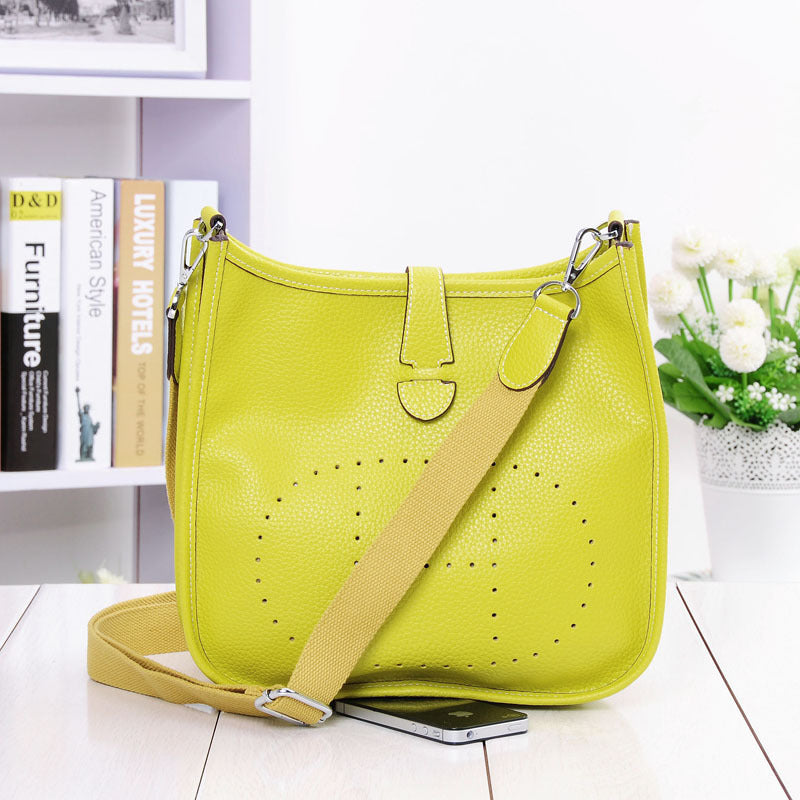 Litchi Stria Leather Crossbody Handbags