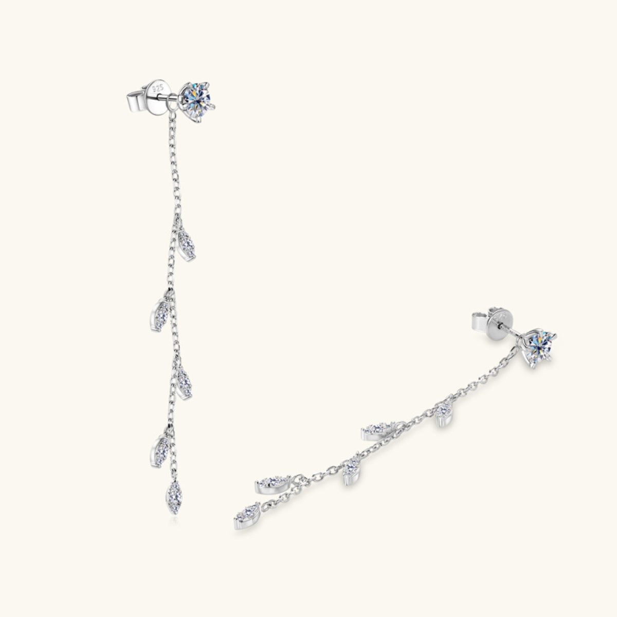Sterling Silver Dangling Leaf Earrings
