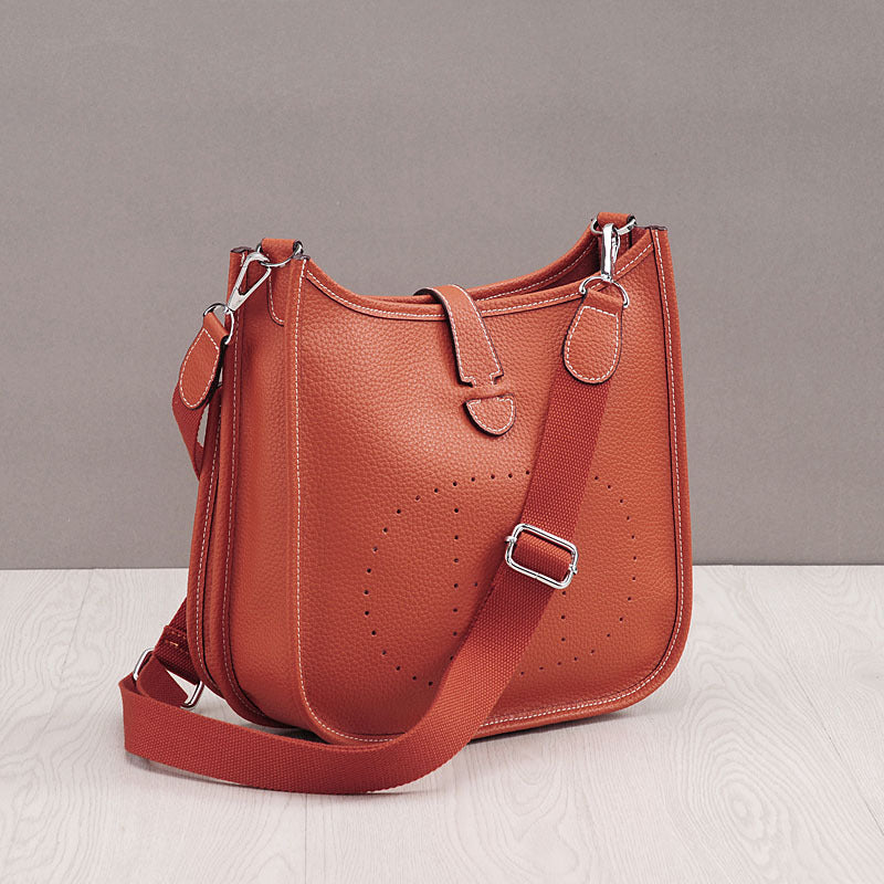 Litchi Stria Leather Crossbody Handbags