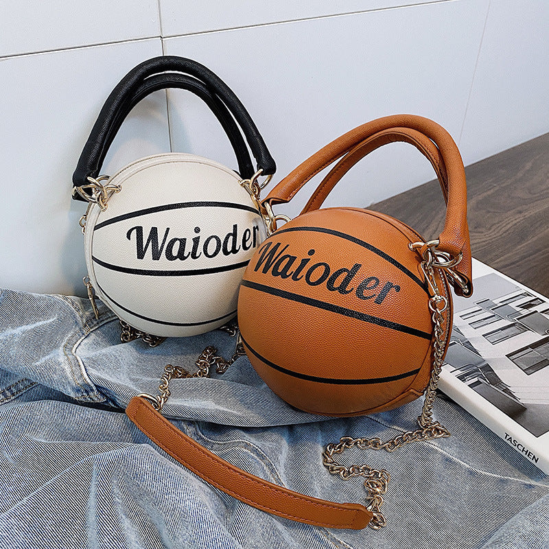 In The League Basketball Handbags- white and brown