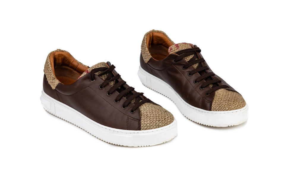 Coffee Burlap Low Top Sneakers