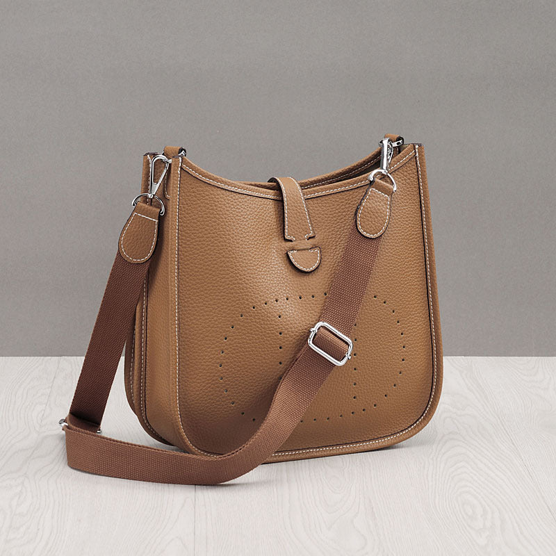 Litchi Stria Leather Crossbody Handbags