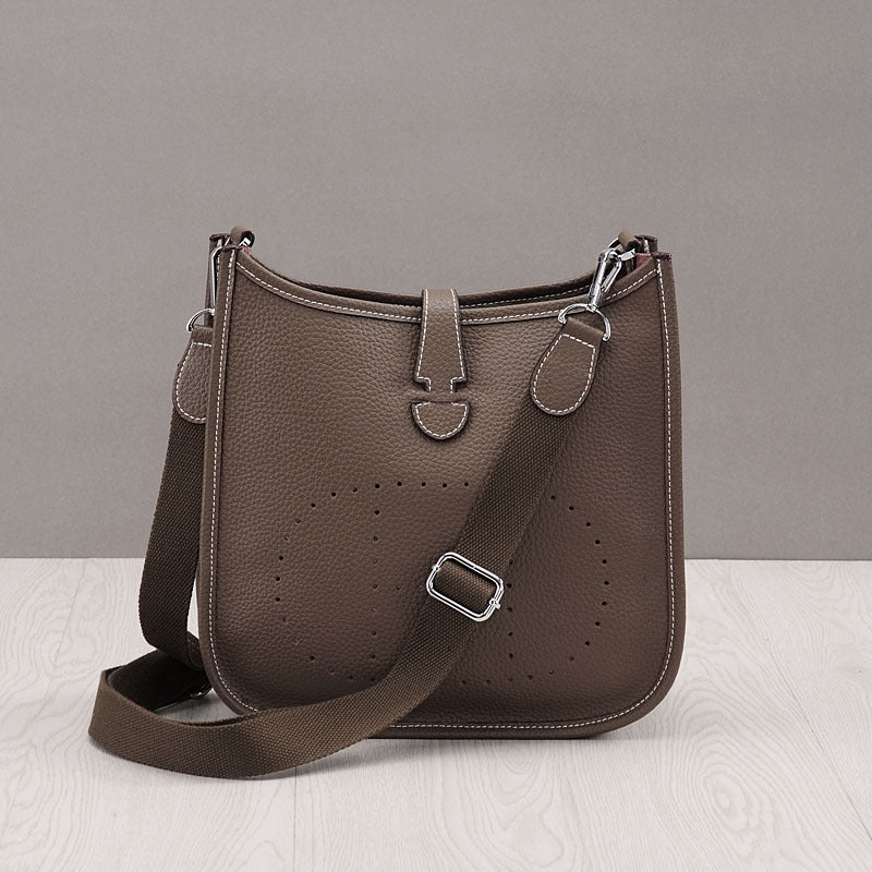 Litchi Stria Leather Crossbody Handbags