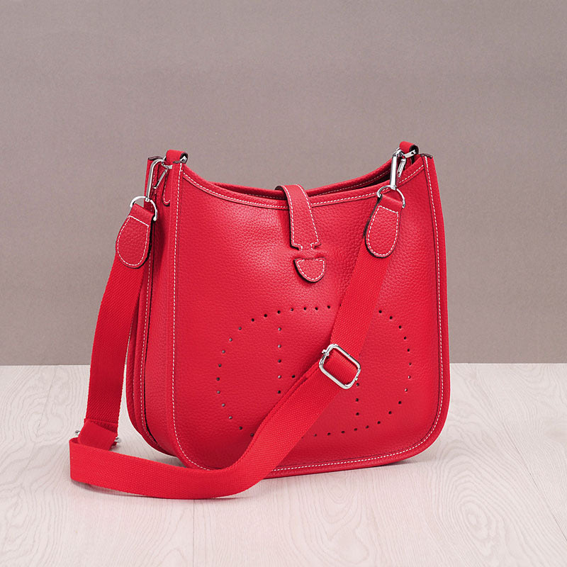 Litchi Stria Leather Crossbody Handbags
