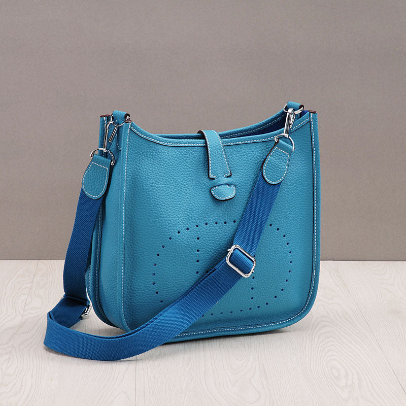 Litchi Stria Leather Crossbody Handbags