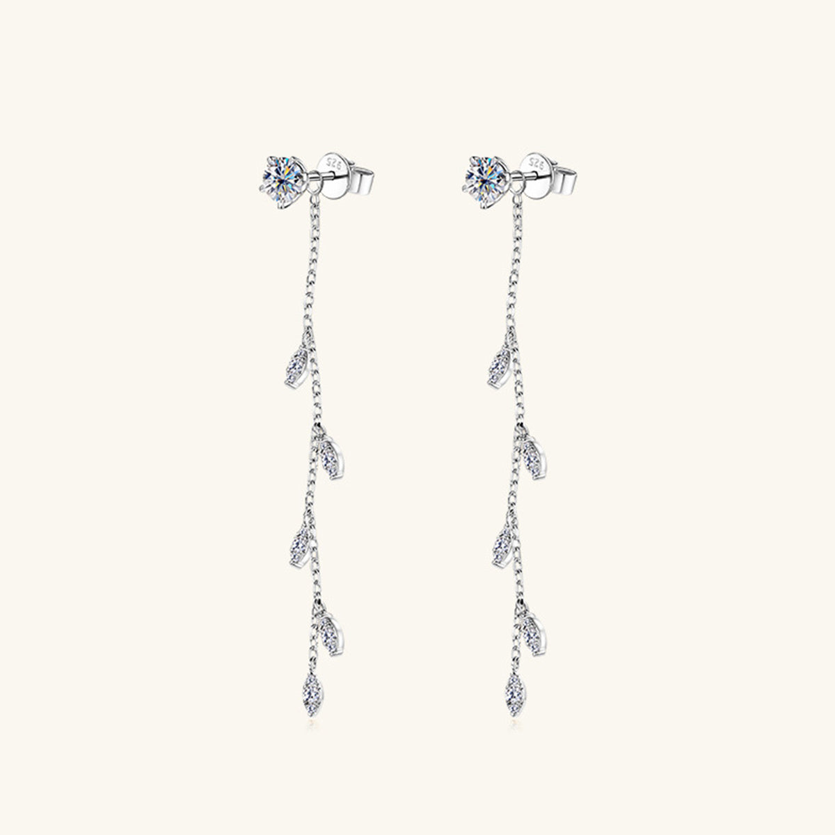 Sterling Silver Dangling Leaf Earrings