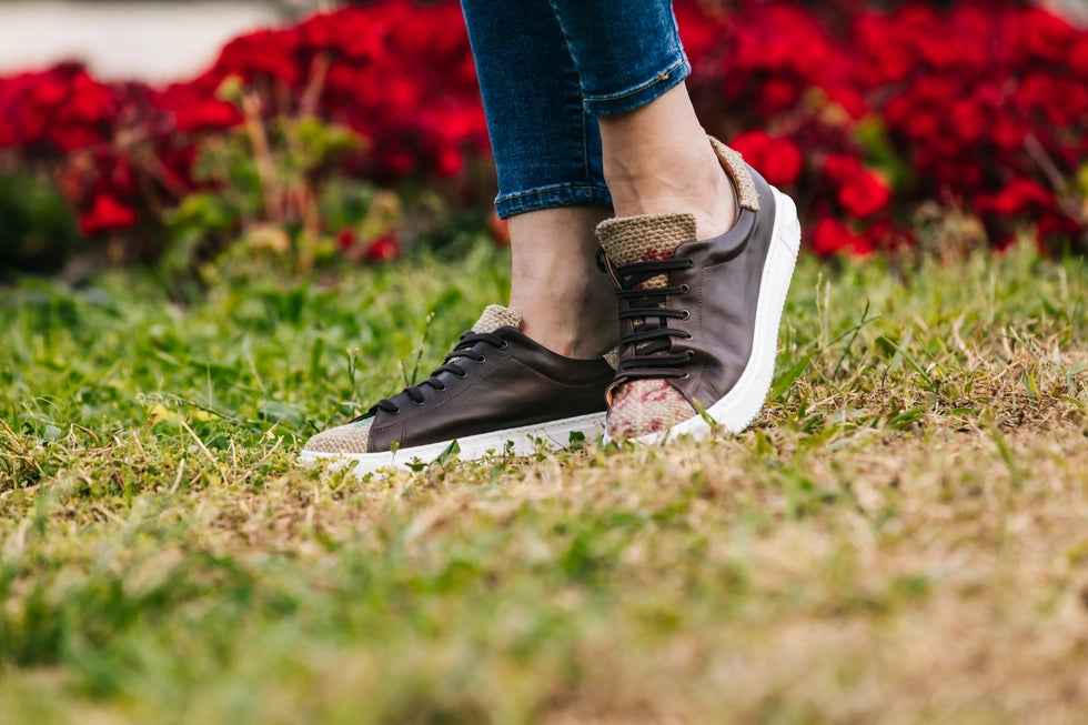 Coffee Burlap Low Top Sneakers