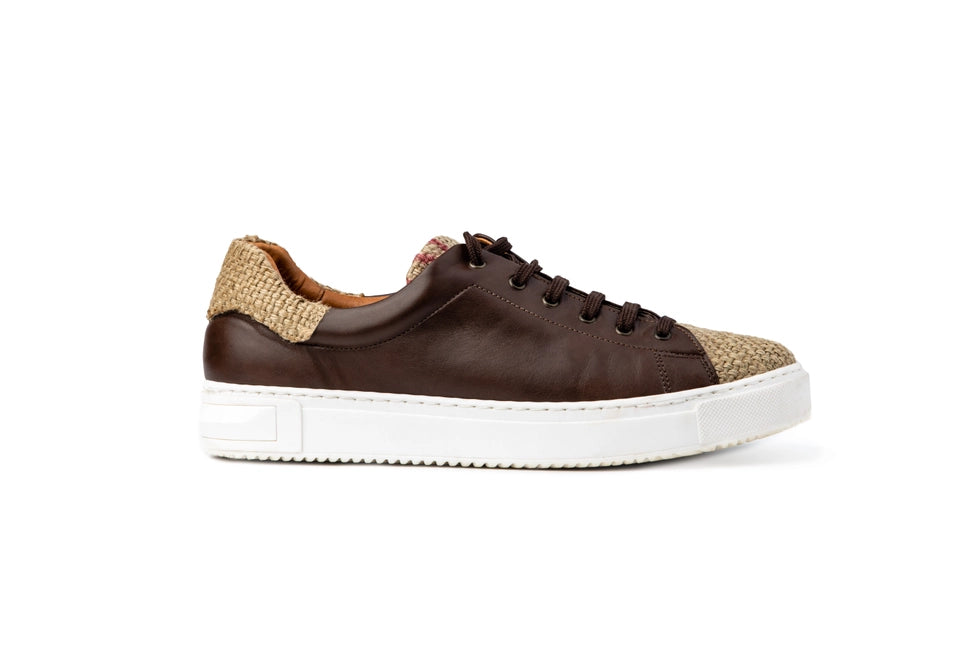 Coffee Burlap Low Top Sneakers