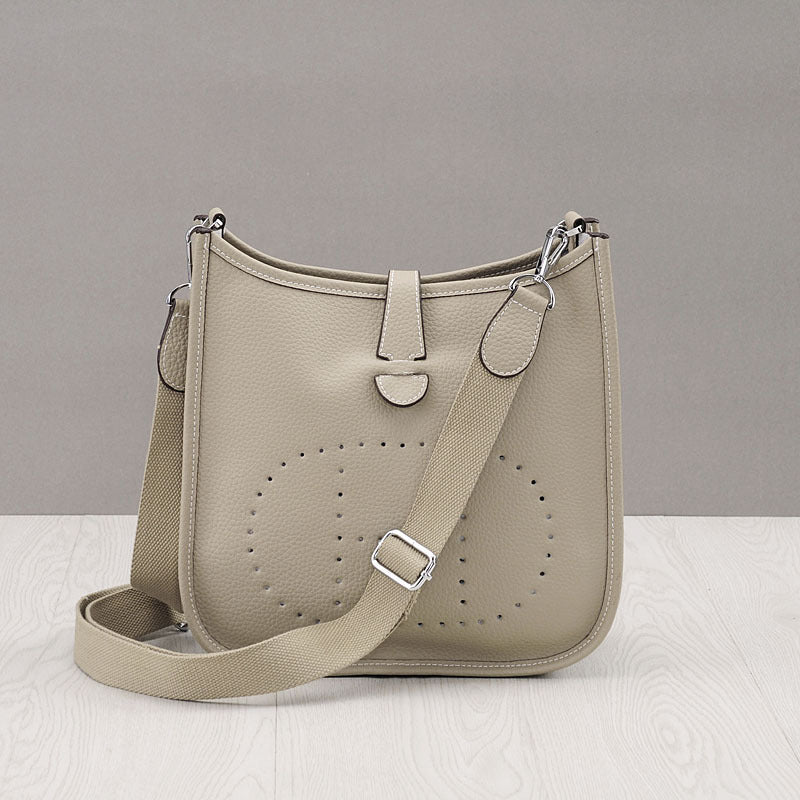 Litchi Stria Leather Crossbody Handbags