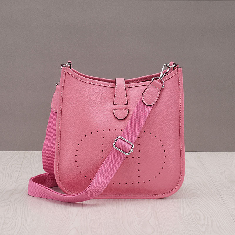 Litchi Stria Leather Crossbody Handbags