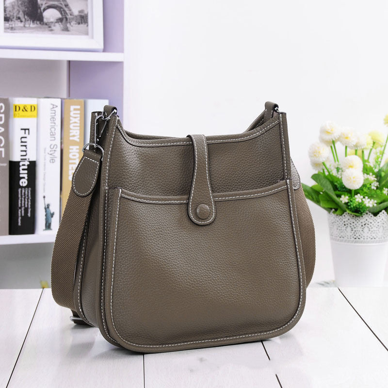 Litchi Stria Leather Crossbody Handbags