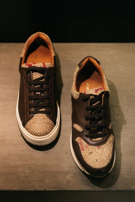 Coffee Burlap Low Top Sneakers