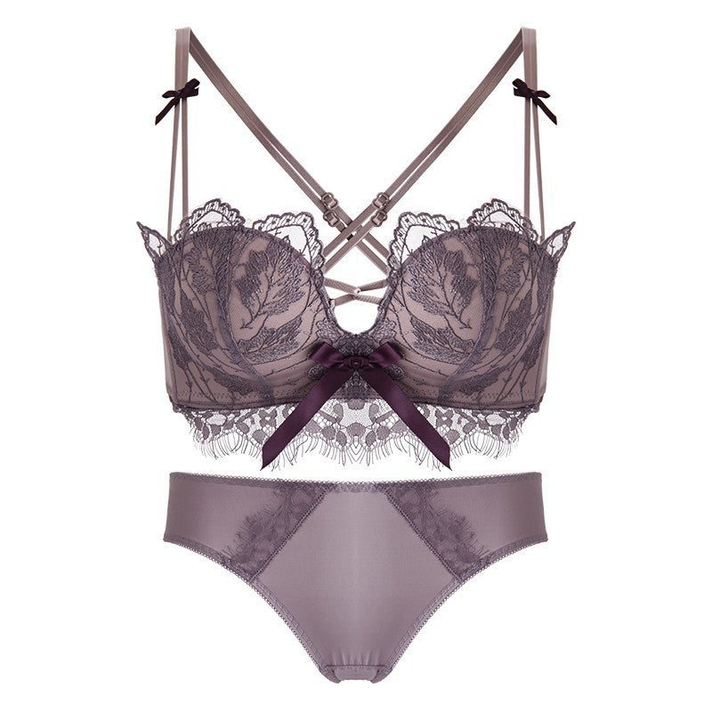 Women's Lace Petals Upper Support Adjustable Back Shaping Bra Set
