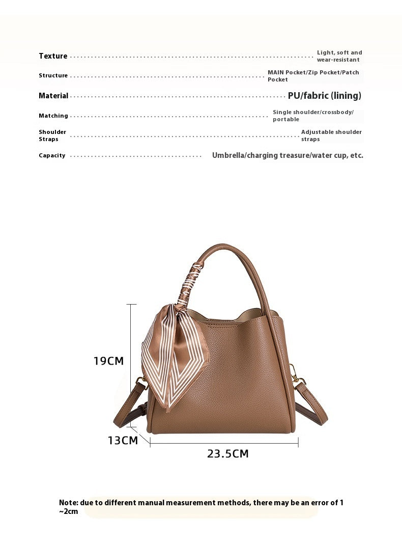 Women's Genuine Leather Messenger Purse with Scarf