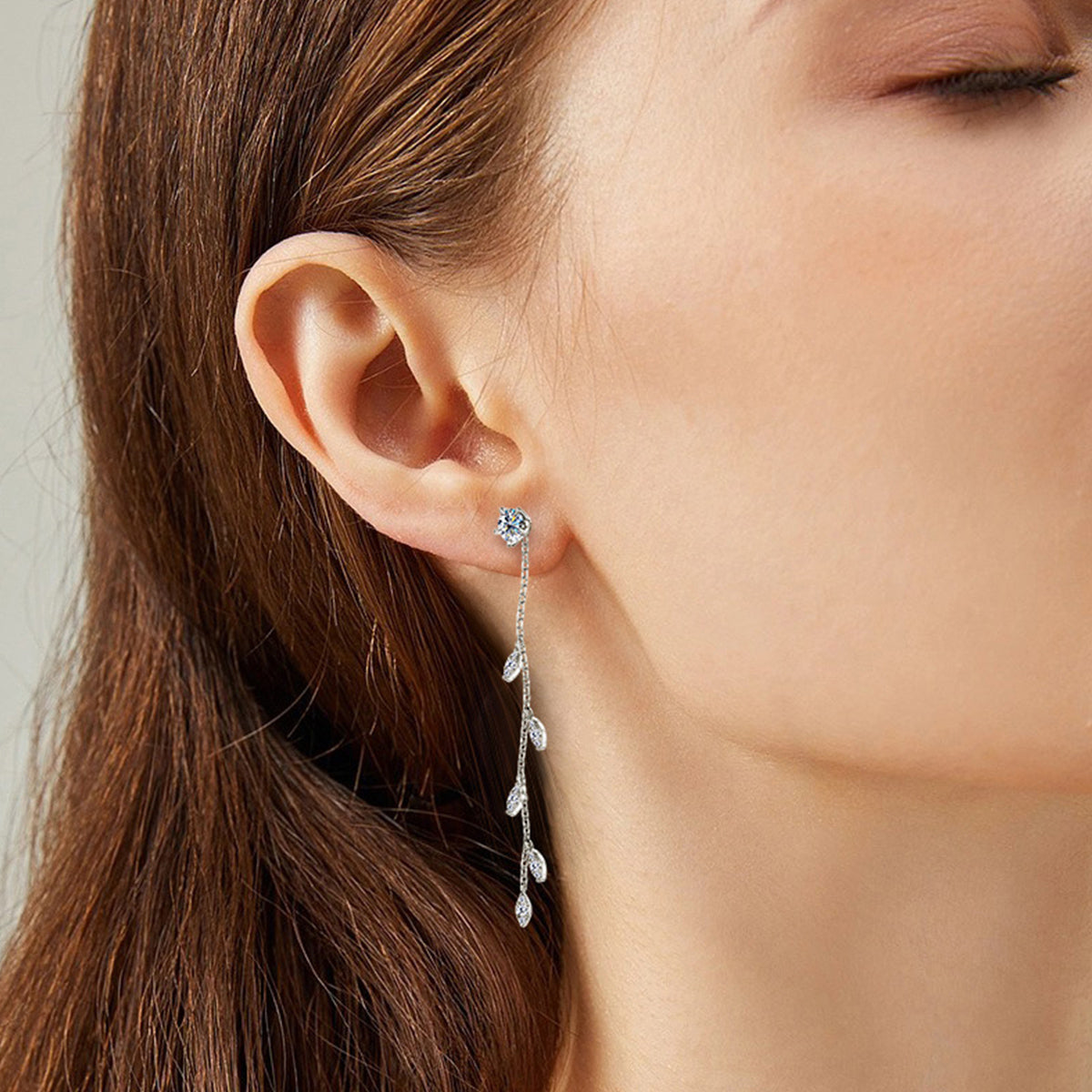 Sterling Silver Dangling Leaf Earrings