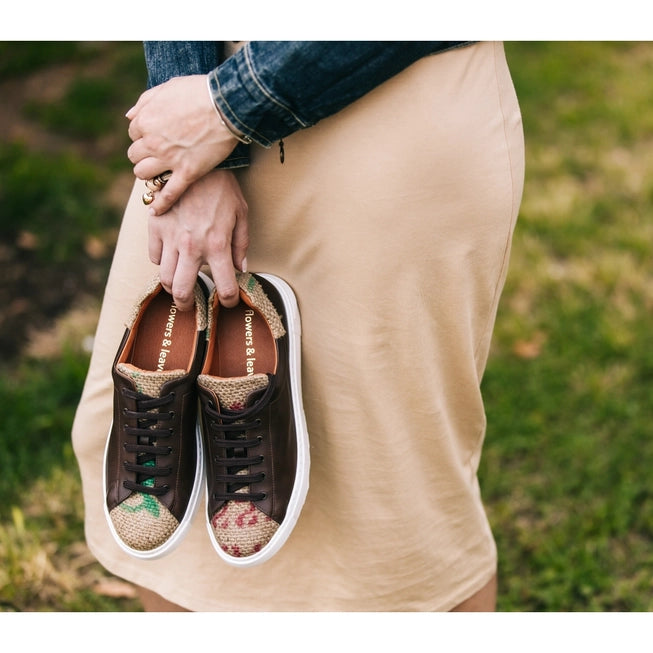 Coffee Burlap Low Top Sneakers