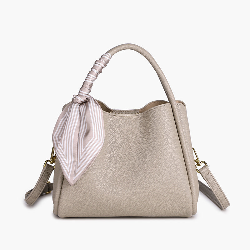 Women's Genuine Leather Messenger Purse with Scarf