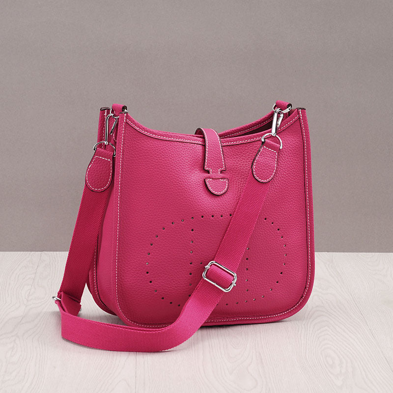 Litchi Stria Leather Crossbody Handbags