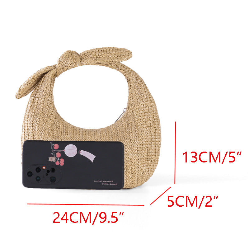 Vacation Straw & Bow Clutch Handbags