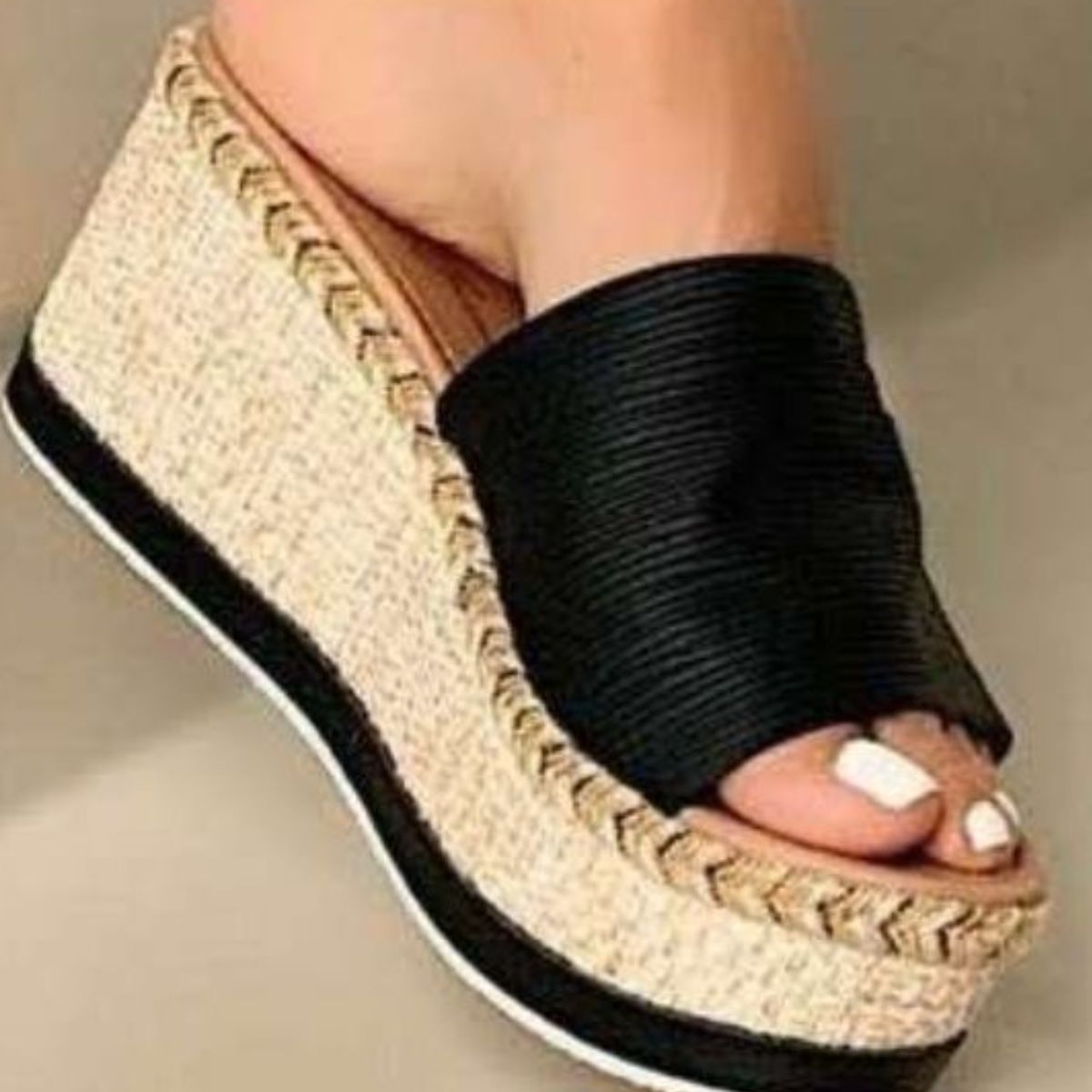 City Faux Leather Open Toe Wedge Heel Sandals