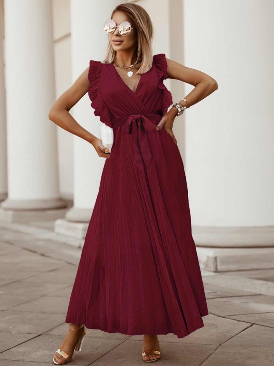 Alice's Cap Sleeve Pleated Maxie Dress