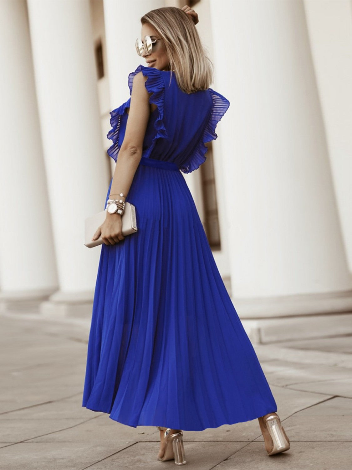 Alice's Cap Sleeve Pleated Maxie Dress