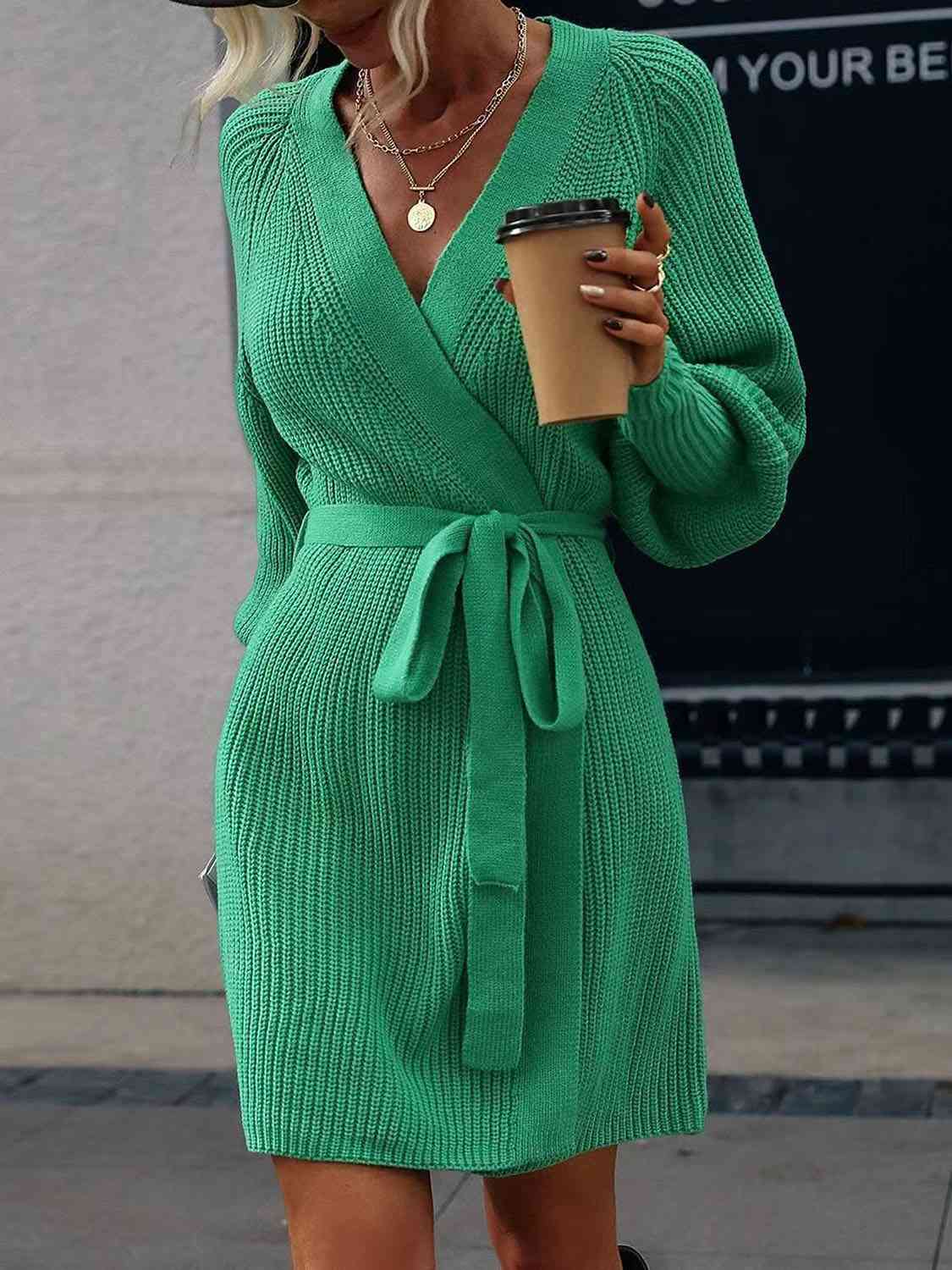 Lantern Sleeve Tied Cardigan