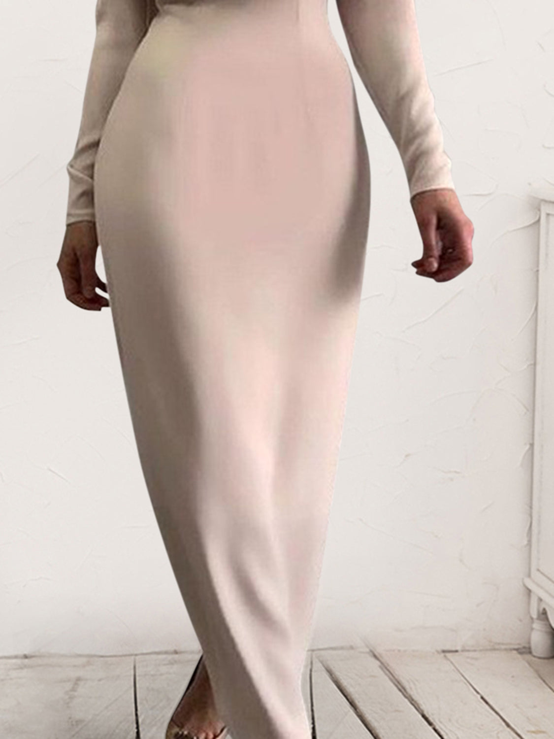 Unik's Ruched Mockneck Long Dress