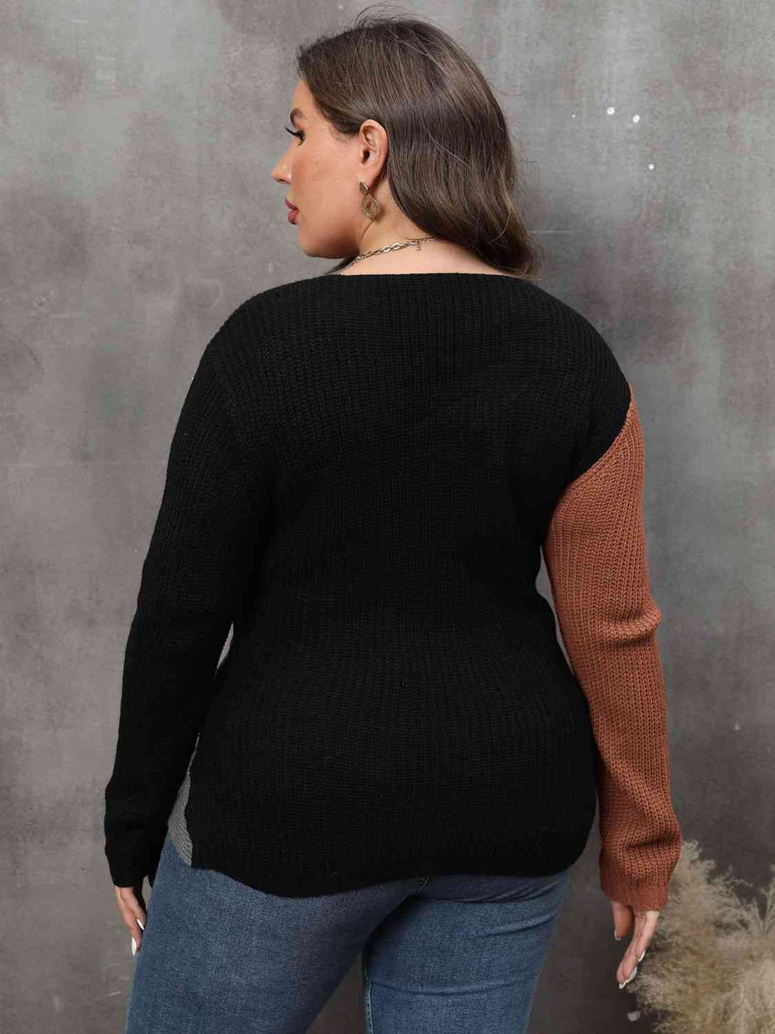 Cross Over Two-Tone Sweater