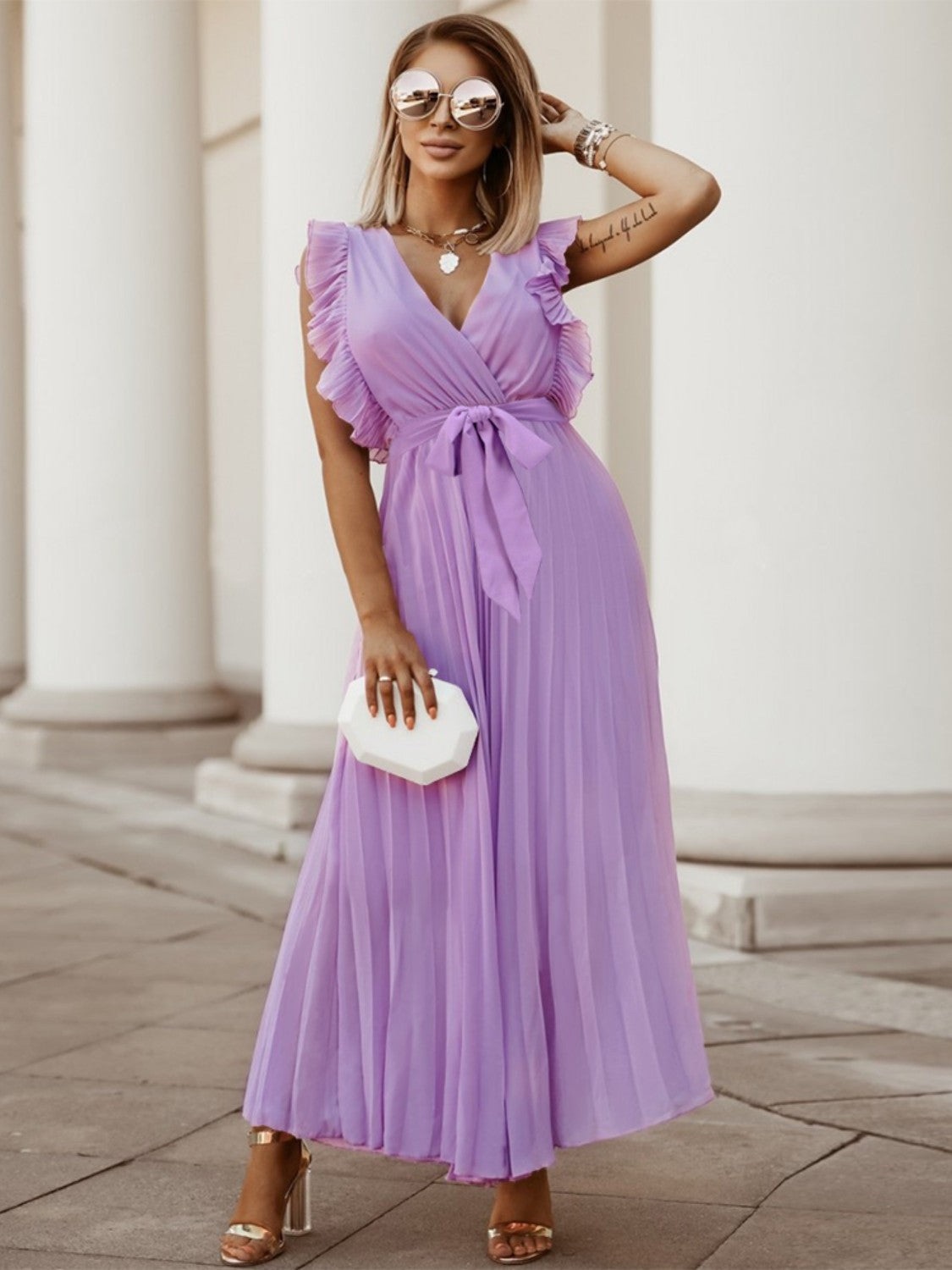 Alice's Cap Sleeve Pleated Maxie Dress