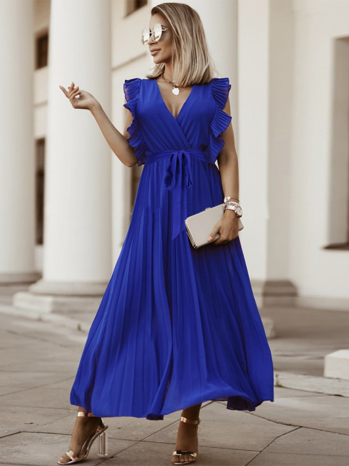 Alice's Cap Sleeve Pleated Maxie Dress