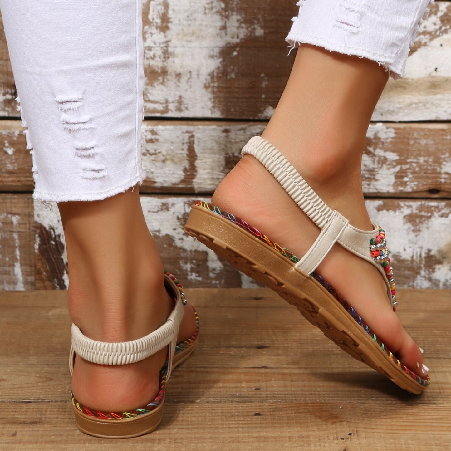Aztec Beaded Open Toe Sandals
