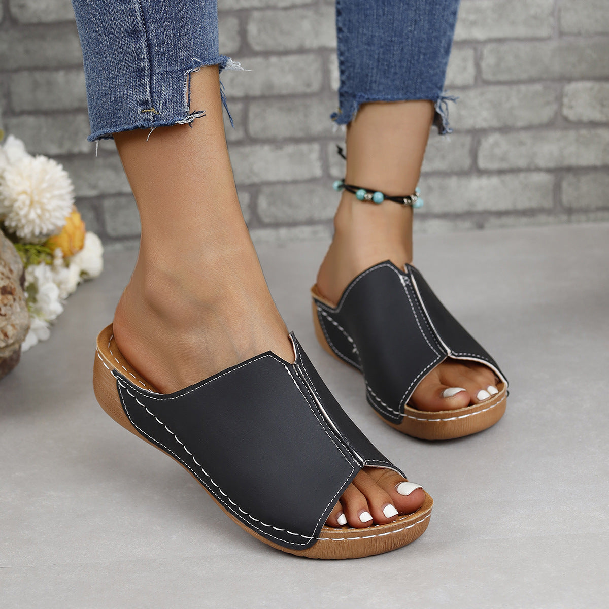 Urban Split Vegan Leather Open Toe Sandals