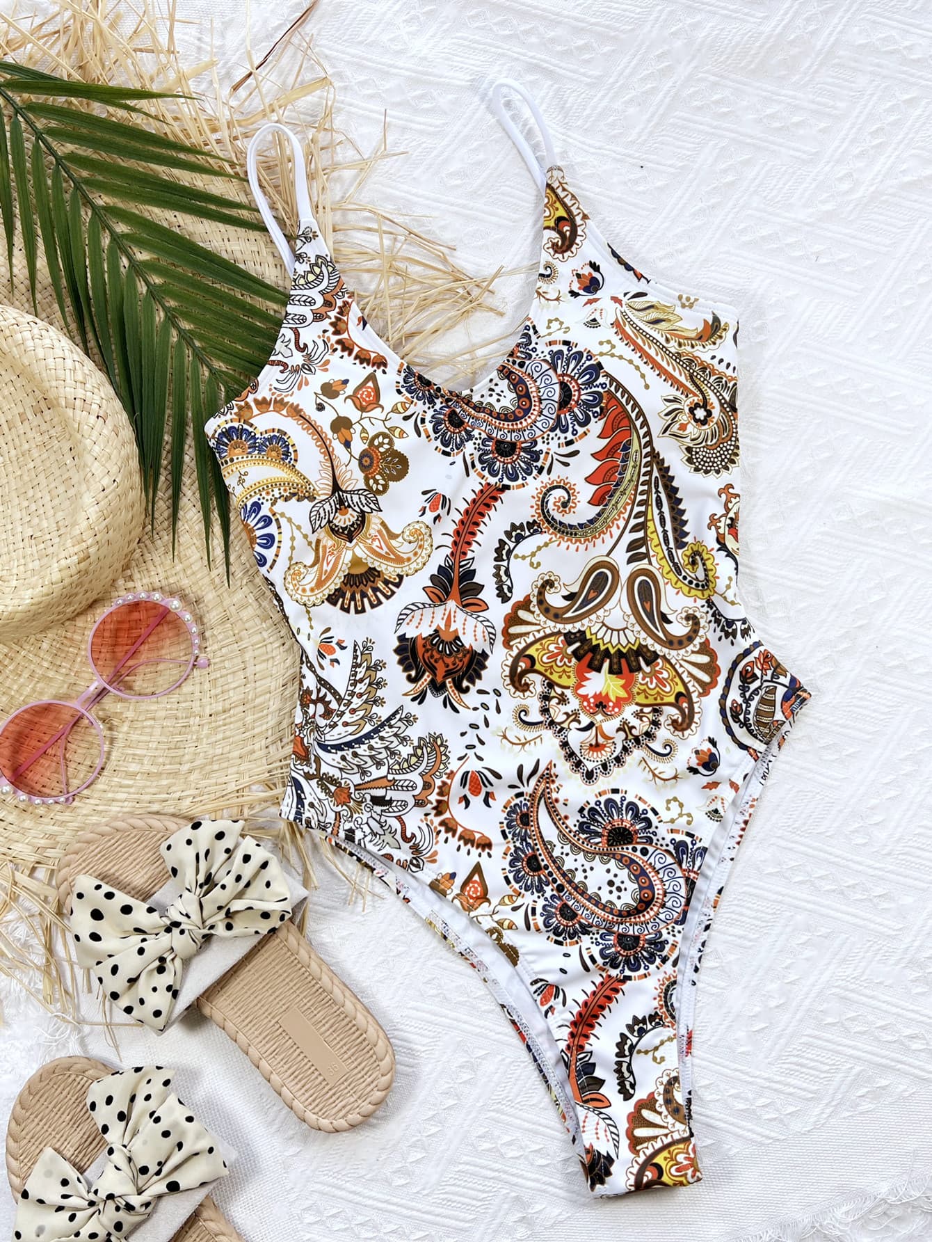 Paisley Tie Back One-Piece Swimsuit
