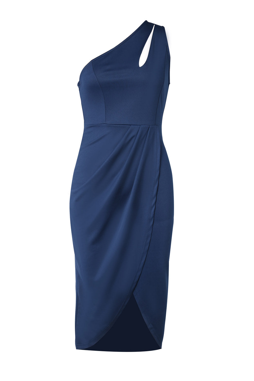 Ruched Single Shoulder Cutout Dress