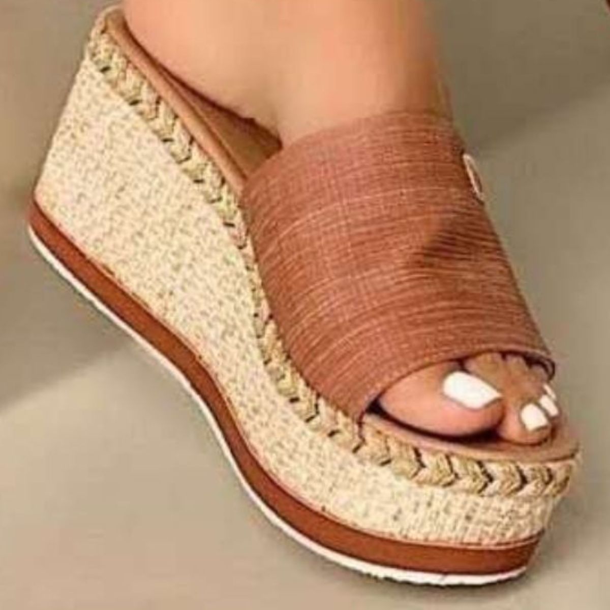 City Faux Leather Open Toe Wedge Heel Sandals