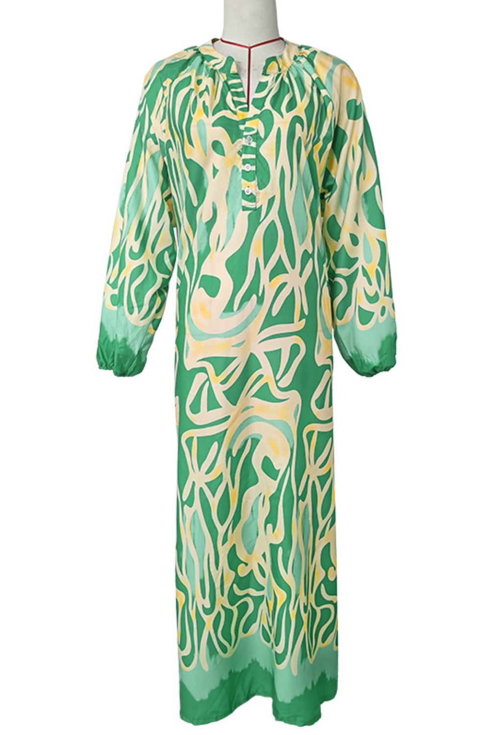 Abstract Balloon Sleeve Maxie Dress