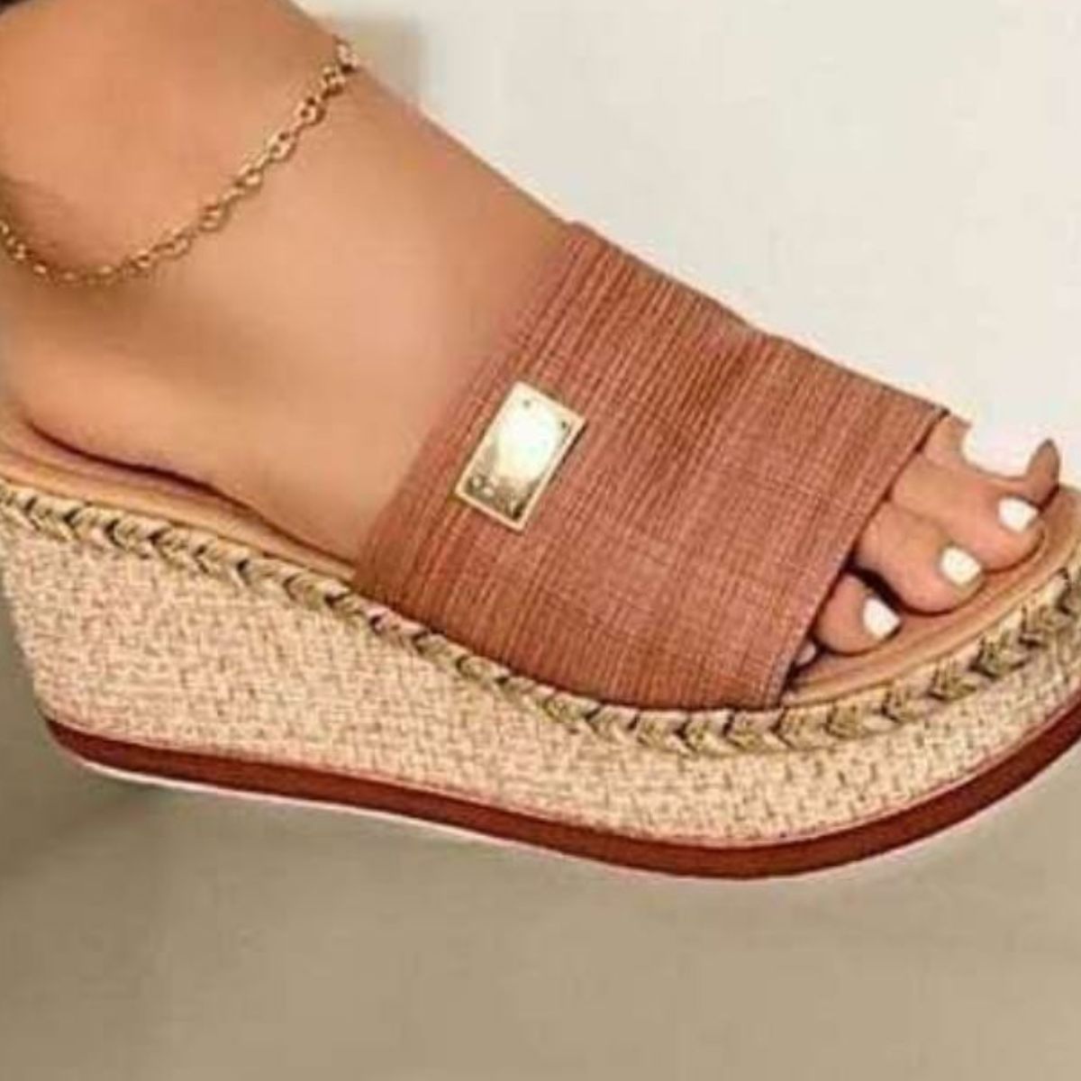 City Faux Leather Open Toe Wedge Heel Sandals