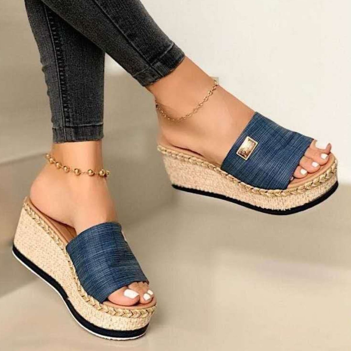 City Faux Leather Open Toe Wedge Heel Sandals
