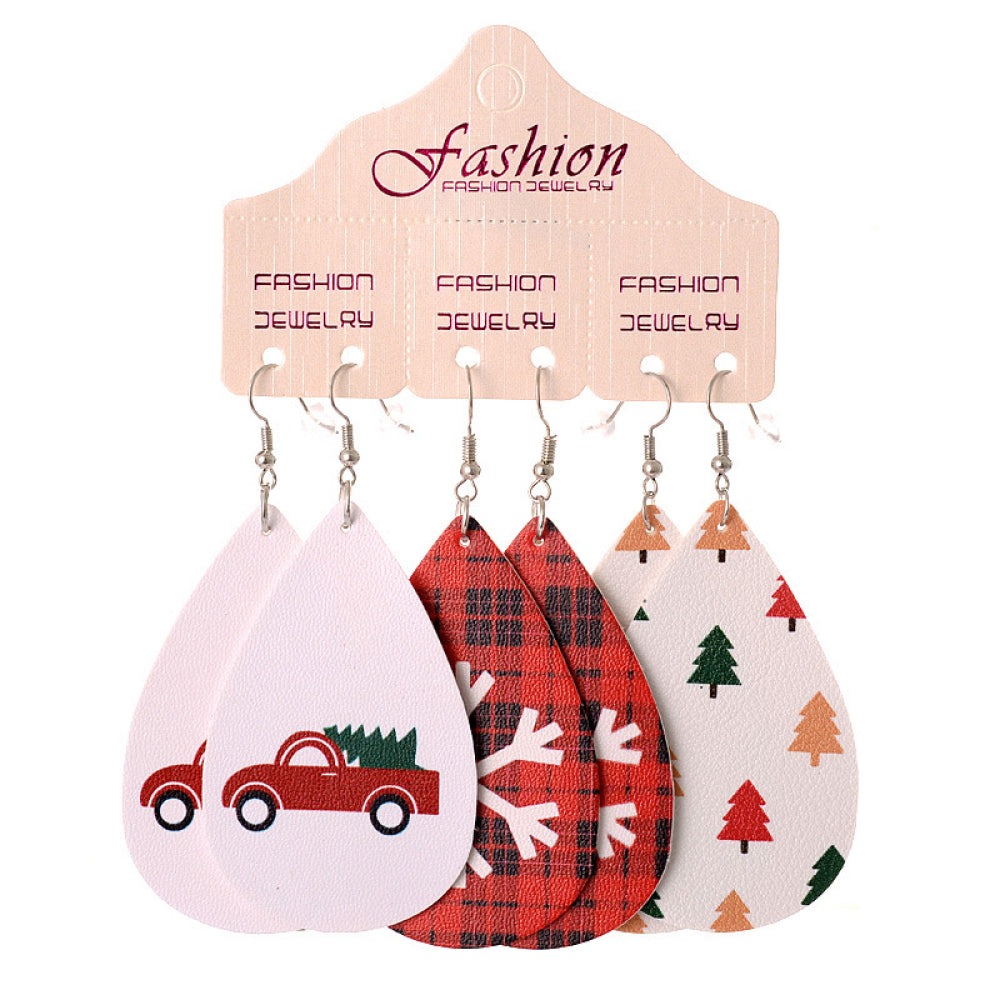 Christmas Faux Leather Earrings