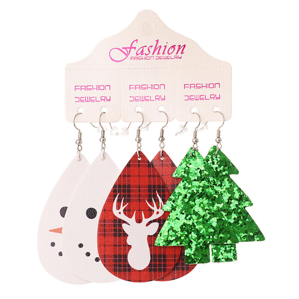 Christmas Faux Leather Earrings