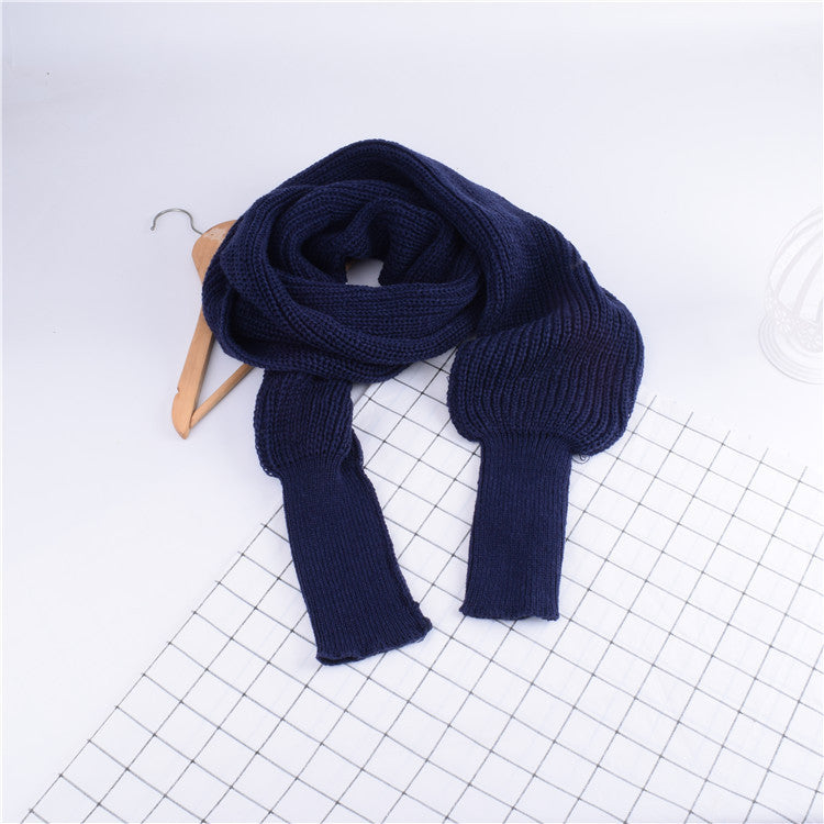 Women's Knitted Scarf Shawl With Sleeves