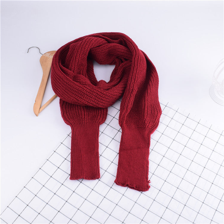 Women's Knitted Scarf Shawl With Sleeves