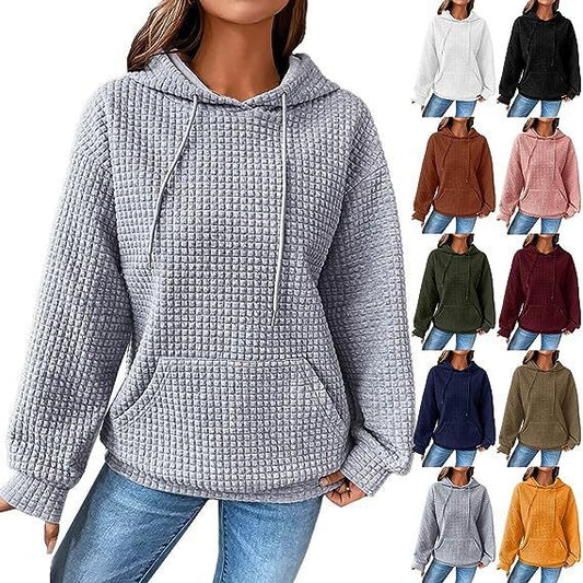 Women's Waffled Pattern Long-sleeved Sweater