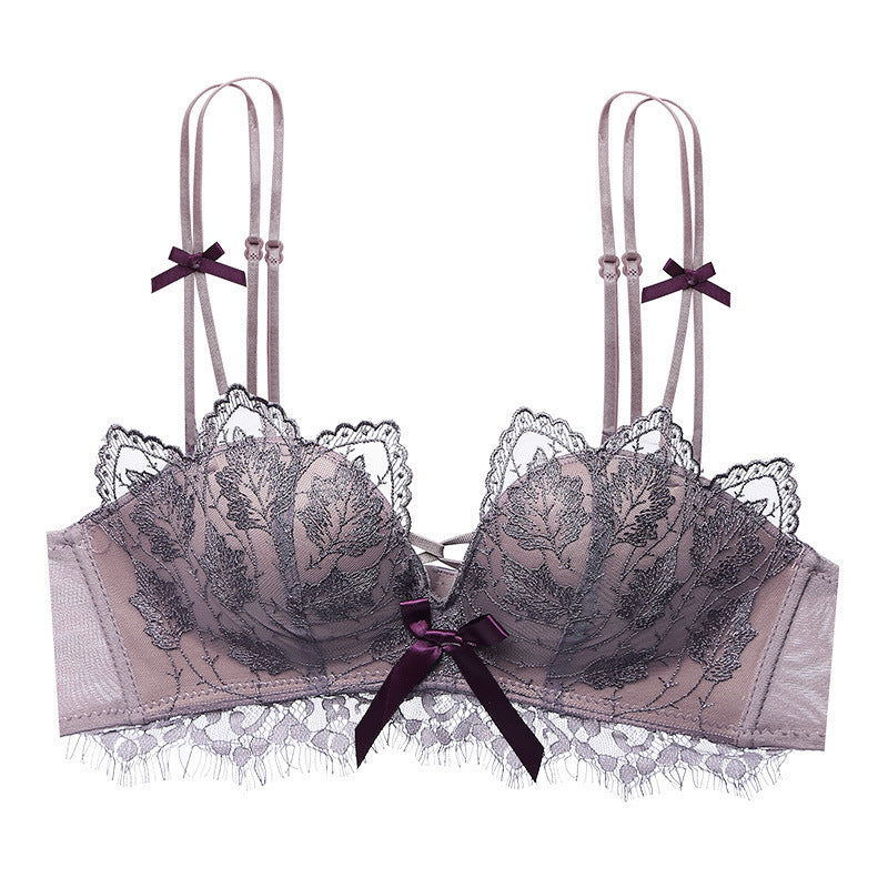 Women's Lace Petals Upper Support Adjustable Back Shaping Bra Set