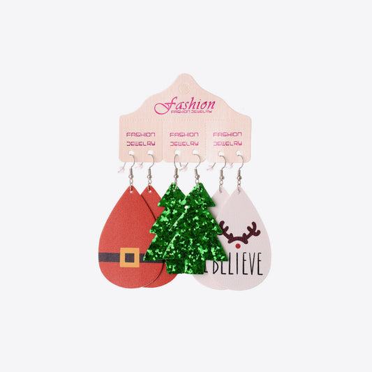 Christmas Faux Leather Earrings