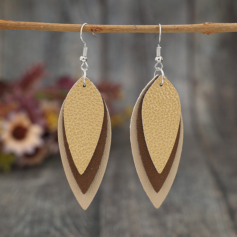 Faux Leather Leaf Shape Earrings